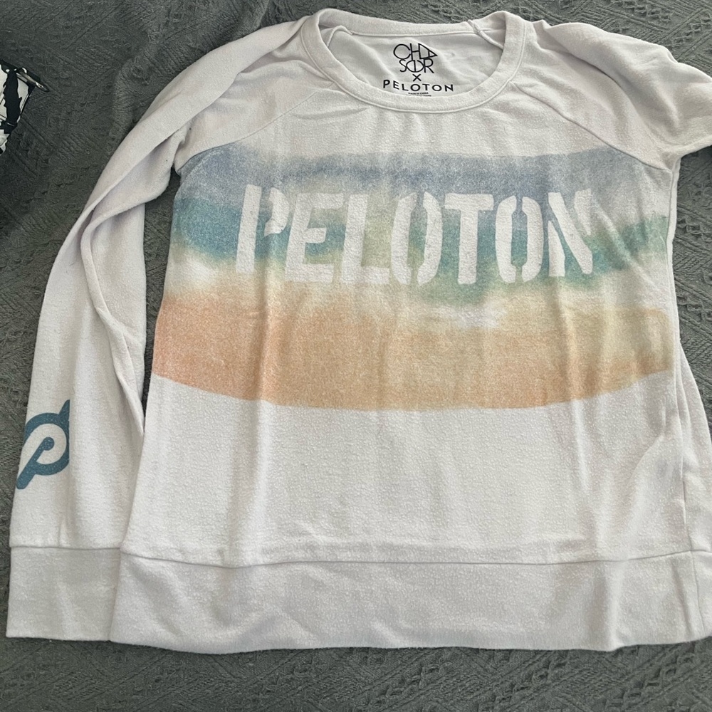 Peloton White Long Sleeve with Gradient Design